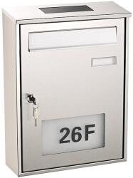 Jago AG SZÁLLÍTÁS SÉRÜLT! Napelemes postaláda házszám világítás rozsdamentes anyag Nemesacél levélszekrény kültéri kivitel saválló acél anyagól