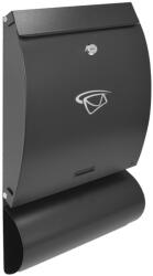 TEC Postaláda fekete újságtartós levélszekrény 470x250x65 mm modern postaláda újságtartóval