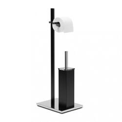 Relaxdays Modern WC kefe és WC papír tartó matt fekete minimalista stílusú 73 x 21, 5 x 27, 5 cm