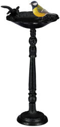 Relax Madáritató 40x18x20 cm álló antik öntössvas madárfürdető állványos tál kerti dekoráció fekete