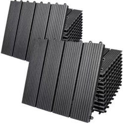 Debau 2 m2 WPC kazettás teraszburkolólap 22 darabos készlet 30x30 cm klasszikus balkonburkolólap antracit teraszburkolat