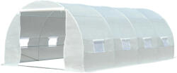 AOSOM Üvegház 600x300x200 cm fóliasátor növénytermesztéshez 8 oldalablakkal fehér