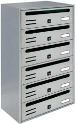 ALUBOX Társasházi postaláda 6 darabos beltéri és kültéri falra szerelhető szürke CUBO CR levélszekrény galvanizált festett acél