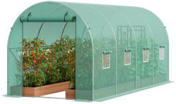 VEVOR Nagyméretű alagút fóliasátor 445x194x192 cm üvegház erősített vázzal, UV-álló zöld melegház (SDXWS15X7X7FO6TUWV0)