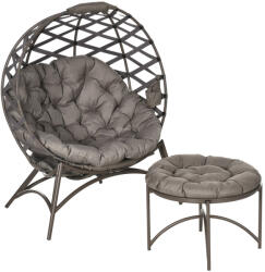 AOSOM Kerti szék garnitúra fotel és lábtartó vagy asztal 118x75x142 cm lábtartó asztallá alakítható