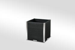 Rattan Art Polirattan virágtartó láda 46x46x46 cm fekete növénytartó kaspó rozsdamentes éllel