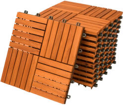 Debau 1 m2 Akácfa mozaik teraszburkolólap 11 darabos készlet 30x30 cm balkonburkolólap kazettás teraszburkolat