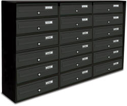 ALUBOX Társasházi postaláda 18 darabos beltéri és kültéri falra szerelhető antracit SLIM 6x3 levélszekrény galvanizált festett acél