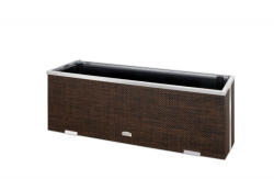 Rattan Art Polirattan önöntözős virágtartó láda 95x39x43 cm két tónusú barna öntözőrendszerrel ellátott cserép