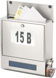 Perla Napelemes újságtartós postaláda házszám világítás rozsdamentes anyag levélszekrény kültéri kivitel