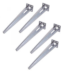 Bau Talajcsavar oszlophoz 5 db Ø34 mm-es kerítésoszlophoz 50 cm talajdűbel Leverhető oszloptartó talppal csőhöz