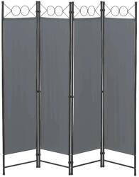 PremiumD Spanyolfal, térelválasztó paraván 4 darab díszes panel 160x171 cm sötétszürke színben