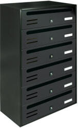 ALUBOX Társasházi postaláda 6 darabos beltéri és kültéri falra szerelhető antracit CUBO CR levélszekrény galvanizált festett acél