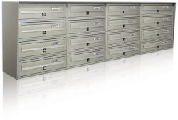 ALUBOX Társasházi postaláda 16 darabos beltéri és kültéri falra szerelhető szürke SLIM 4x4 levélszekrény galvanizált festett acél
