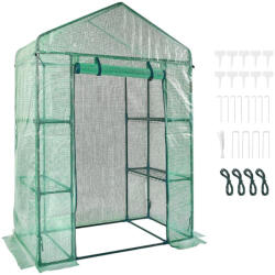 VEVOR Fóliasátor polcokkal 141x74, 5x205 cm üvegház 4 polccal 15 kg teherbírás/polc (ZXJZWSFMTCGLSKFP5V0)