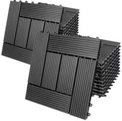 Debau 2 m2 WPC kazettás teraszburkolólap 22 darabos készlet 30x30 cm mozaik balkonburkolólap antracit teraszburkolat