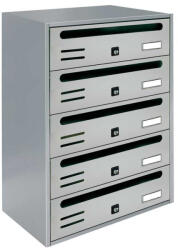 ALUBOX Társasházi postaláda 5 darabos beltéri és kültéri falra szerelhető szürke CUBO CR levélszekrény galvanizált festett acél
