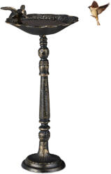 Relax Madáritató 40x20x18 cm álló antik öntössvas madárfürdető állványos tál kerti dekoráció barna