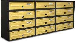 ALUBOX Társasházi postaláda 12 darabos beltéri és kültéri falra szerelhető antracit - bronz SLIM 4x3 levélszekrény galvanizált festett acél