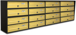 ALUBOX Társasházi postaláda 16 darabos beltéri és kültéri falra szerelhető antracit - bronz SLIM 4x4 levélszekrény galvanizált festett acél