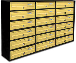 ALUBOX Társasházi postaláda 18 darabos beltéri és kültéri falra szerelhető antracit - bronz SLIM 6x3 levélszekrény galvanizált festett acél