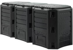 Debau Komposztáló láda 1200 liter fekete 3 részes kültéri komposztáló tartály háromkamrás komposztáló
