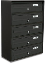 ALUBOX Társasházi postaláda 5 darabos beltéri és kültéri falra szerelhető antracit SLIM levélszekrény galvanizált festett acél