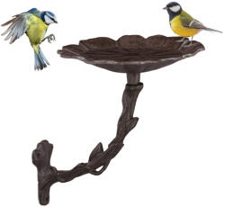 Relax Fali madáritató 20x17x21 cm falra rögzíthető madárfürdető tál kerti dekoráció barna