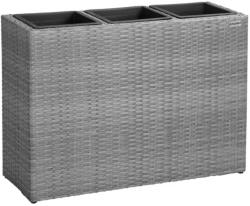 Daube Polyrattan virágláda szürke színben 83x30, 5x60 cm polirattan virágcserép 3 részes