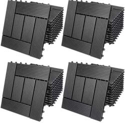 Debau 4 m2 WPC kazettás teraszburkolólap 44 darabos készlet 30x30 cm mozaik balkonburkolólap antracit teraszburkolat