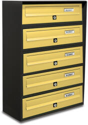 ALUBOX Társasházi postaláda 5 darabos beltéri és kültéri falra szerelhető antracit - bronz SLIM levélszekrény galvanizált festett acél