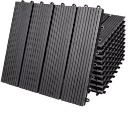 Debau WPC kazettás teraszburkolólap 11 darabos készlet 30x30 cm klasszikus balkonburkolólap antracit teraszburkolat