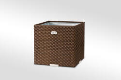 Rattan Art Polirattan virágtartó láda 46x46x46 cm növénytartó kaspó világosbarna