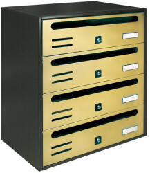 ALUBOX Társasházi postaláda 4 darabos beltéri és kültéri falra szerelhető bronz és antracit CUBO CR levélszekrény galvanizált festett acél