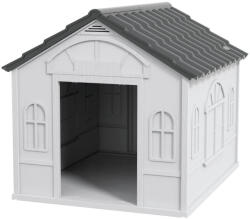 AOSOM Kutyaház 65x75x63 cm sátortetős kutyaház időjárásálló műanyag szürke