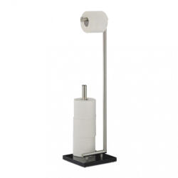 Relaxdays Luxus WC kefe és WC papír tartó sötét márványból készült alappal 74 x 20 x 20 cm