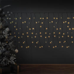 EDDC Fényfüggöny karácsonyi világítás 200 cm fekete 200 db meleg fehér LED karácsonyi fényfüzér
