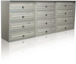 ALUBOX Társasházi postaláda 12 darabos beltéri és kültéri falra szerelhető szürke SLIM 4x3 levélszekrény galvanizált festett acél