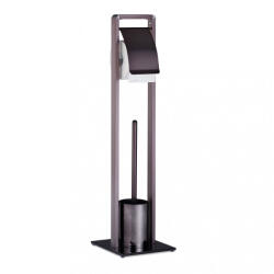 Relaxdays Álló WC kefe és WC papír tartó bronz színben 72 x 19 x 19 cm
