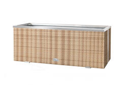 Rattan Art Polirattan virágtartó láda 98x25x34 cm növénytartó kaspó két tónusú homok