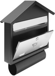 TEC Postaláda fekete-rozsdamentes levélszekrény 460x400x70 mm újságtartó postaláda
