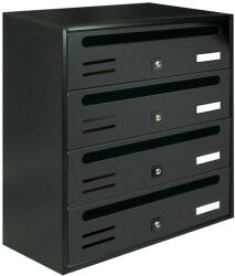 ALUBOX Társasházi postaláda 4 darabos beltéri és kültéri falra szerelhető antracit CUBO CR levélszekrény galvanizált festett acél