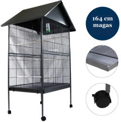 Jago XXL Madárkalitka 4 kerékkel ellátott madárház 164x109x75 cm szürke színben