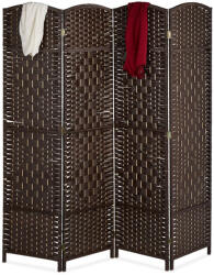 Relax Összecsukható spanyol fal fonott designnal 4 részes sötétbarna paraván