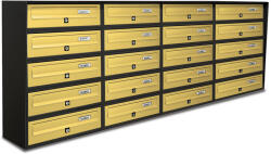 ALUBOX Társasházi postaláda 20 darabos beltéri és kültéri falra szerelhető antracit - bronz SLIM 5x4 levélszekrény galvanizált festett acél