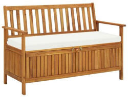 AVBench Kerti pad tárolóval, 120x63x84 akácfa kerti pad tárolódobozzal és kárpitozott ülőpárnával