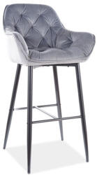Signal Cherry H-1 Szürke Bársony Bárszék - Fém Váz, 76cm Ülésmagasság (CHERRYH1VCSZ)