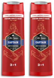 Old Spice Captain 3 az 1-ben tusfürdő és sampon férfiaknak (2x400 ml) - pelenka - 3 399 Ft