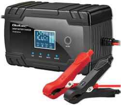 Qoltec Intelligens Akkumulátor töltő, Javító funkcióval 12V 8A + 24V 4A AC/DC LCD kijelzős AGM GEL