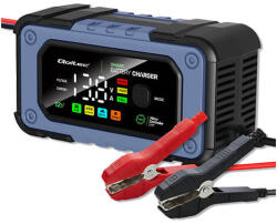 Qoltec Intelligens Akkumulátor töltő, Javító funkcióval 12V 7A LED jelzős AGM, GEL, SLA, WET (52486)